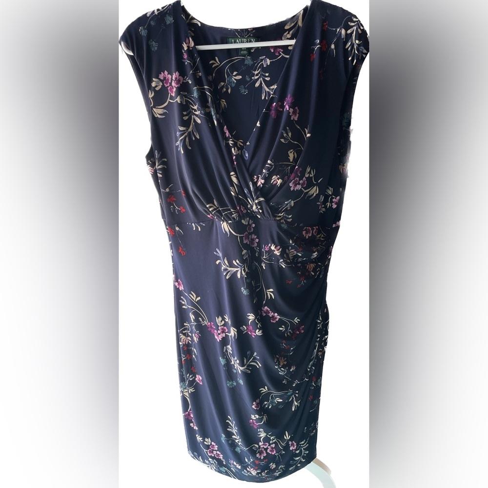 Ralph Lauren Navy print cap sleeve dress 16W